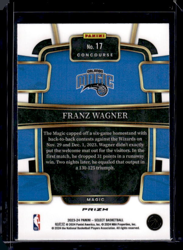 2023-24 Panini Select #17 Franz Wagner Tectonic Prizms