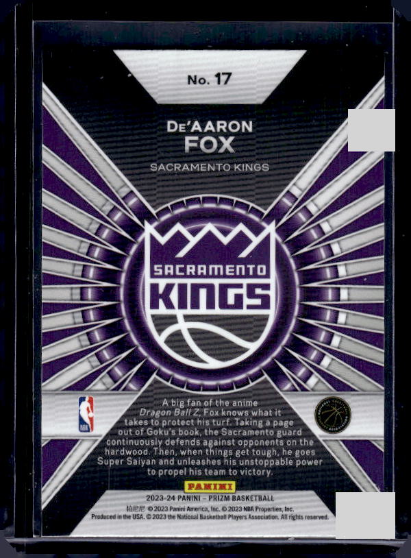 2023-24 Panini Prizm #17 De'Aaron Fox Dominance