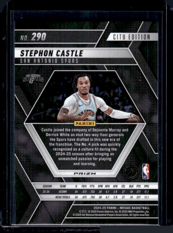 2024-25 Panini Mosaic #290 Stephon Castle Fast Break Silver Mosaic