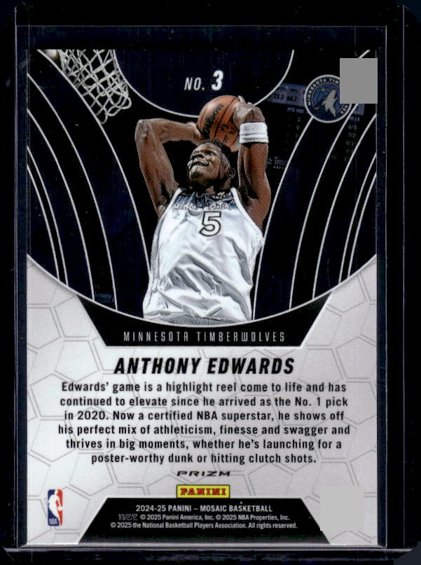 2024-25 Panini Mosaic #3 Anthony Edwards Elevate Mosaic
