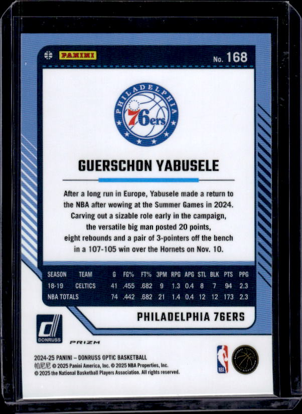 2024-25 Donruss Optic #168 Guerschon Yabusele Purple
