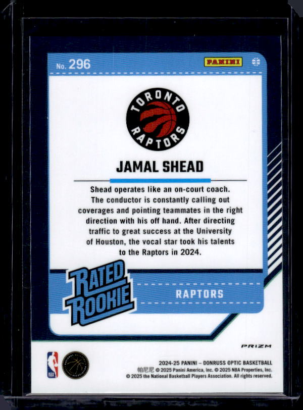 2024-25 Donruss Optic #296 Jamal Shead Blue Velocity