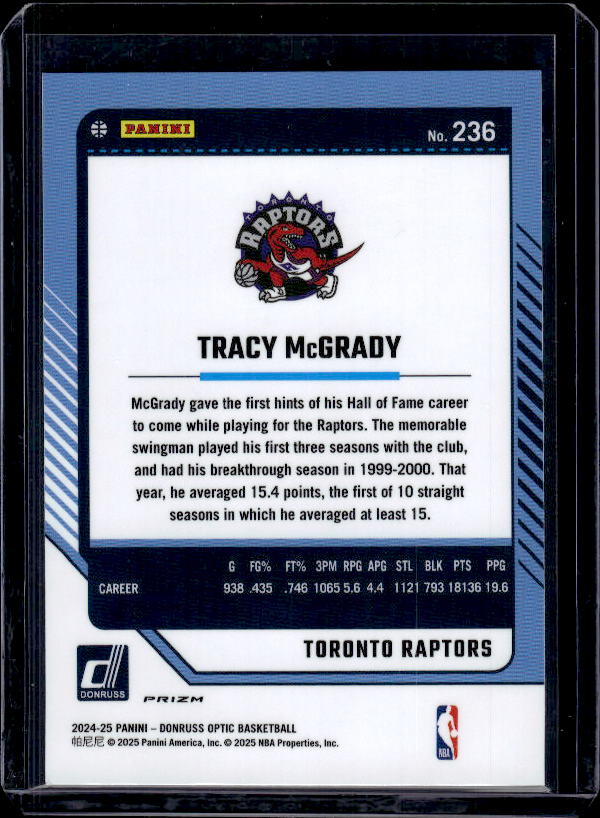 2024-25 Donruss Optic #236 Tracy McGrady Purple