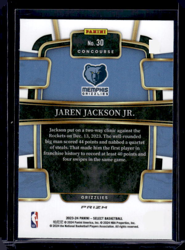 2023-24 Panini Select #30 Jaren Jackson Jr. Blue Prizms