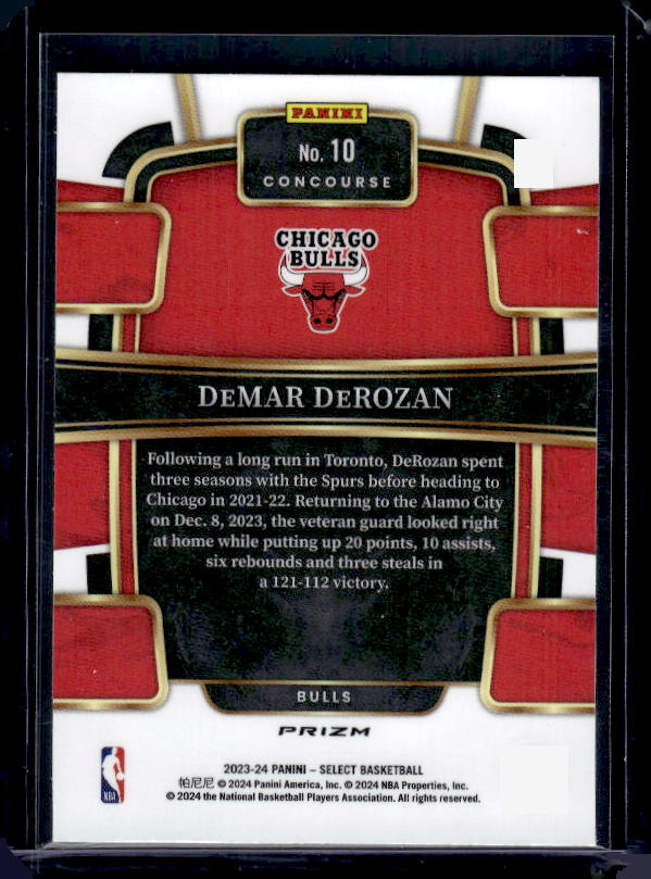 2023-24 Panini Select #10 DeMar DeRozan Orange Flash Prizms