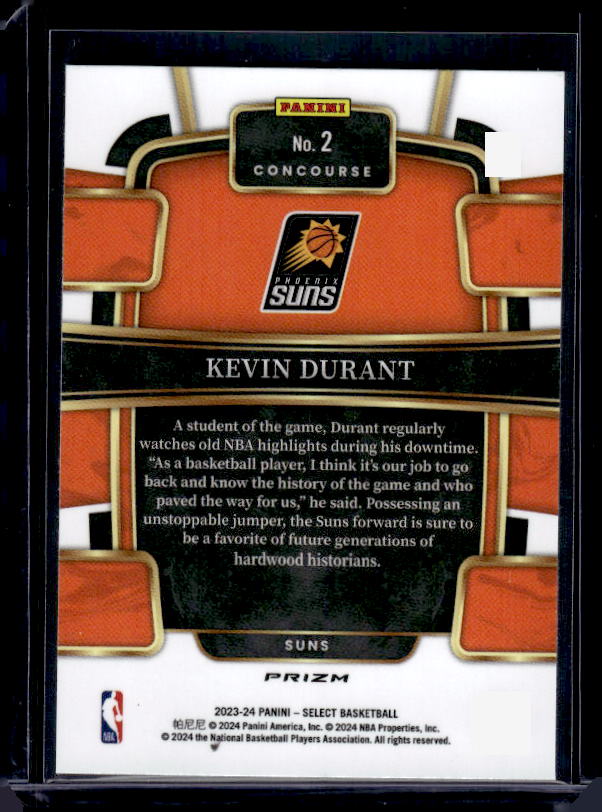 2023-24 Panini Select #2 Kevin Durant Green White Purple Prizms
