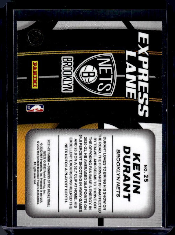 2021-22 Donruss Optic #25 Kevin Durant Express Lane