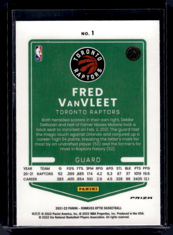 2021-22 Donruss Optic #1 Fred VanVleet Purple