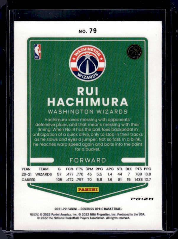 2021-22 Donruss Optic #79 Rui Hachimura Blue Velocity