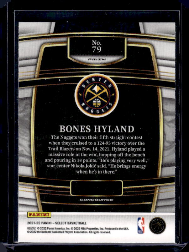 2021-22 Panini Select #79 Bones Hyland Blue Shimmer Prizms