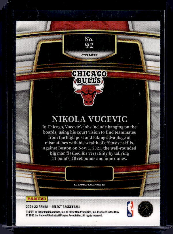 2021-22 Panini Select #92 Nikola Vucevic Green White Purple Prizms