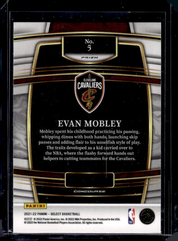 2021-22 Panini Select #5 Evan Mobley Blue Shimmer Prizms