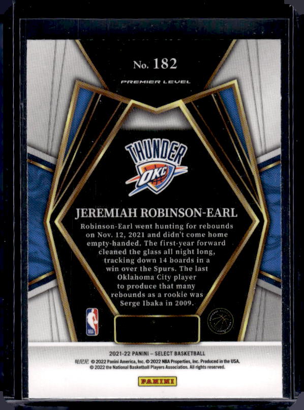 2021-22 Panini Select #182 Jeremiah Robinson-Earl Blue (Retail Base)