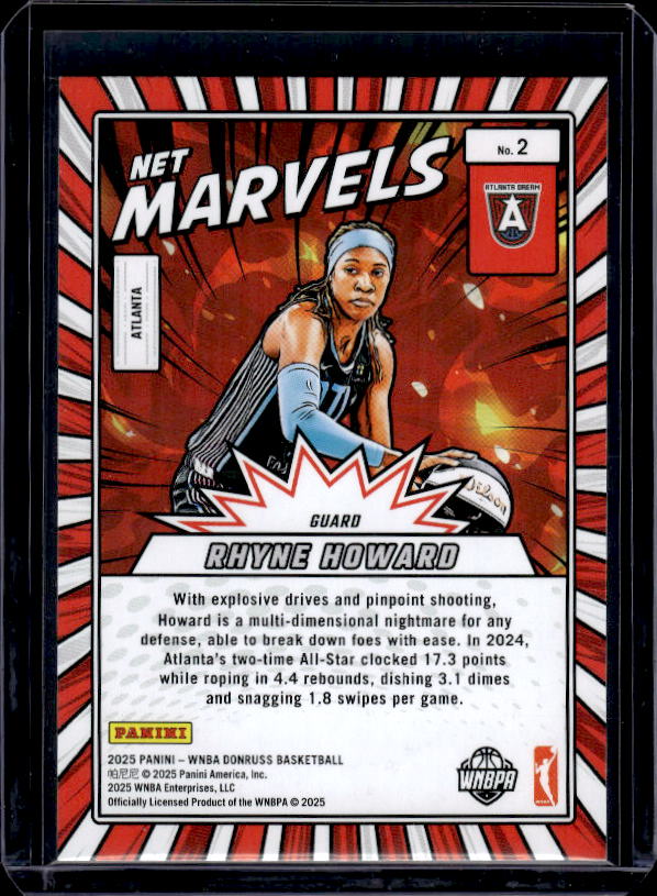 2025 Donruss WNBA #2 Rhyne Howard Net Marvels Press Proof