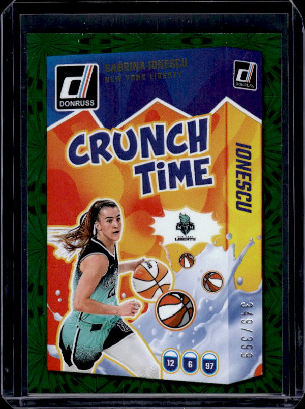 2025 Donruss WNBA #9 Sabrina Ionescu Crunch Time Green Fireworks #/399