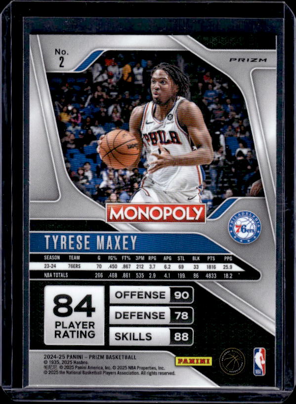 2024-25 Panini Prizm Monopoly #2 Tyrese Maxey Red Prizms