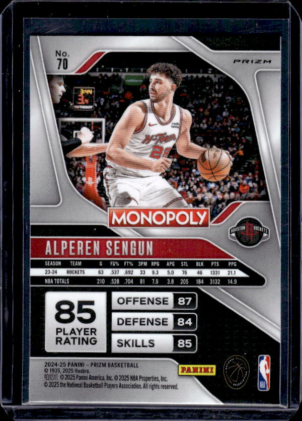 2024-25 Panini Prizm Monopoly #70 Alperen Sengun Red Prizms