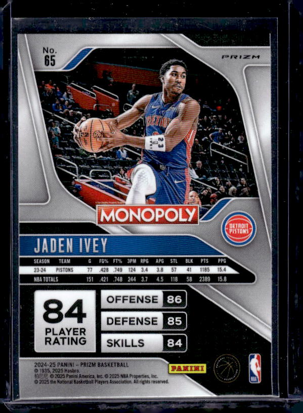 2024-25 Panini Prizm Monopoly #65 Jaden Ivey Red Prizms