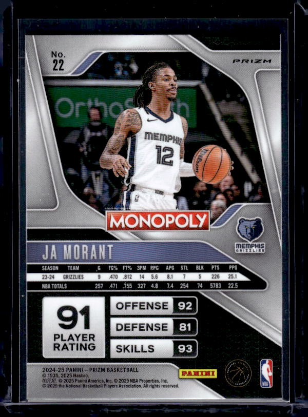 2023-24 Panini Prizm #96 Ja Morant Prizms Ruby Wave