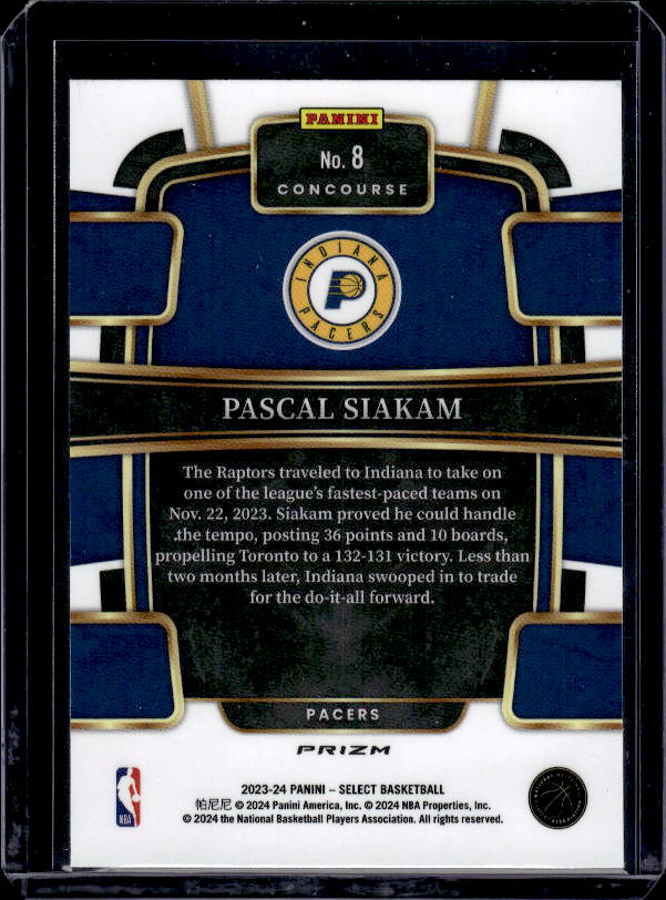 2023-24 Panini Select #8 Pascal Siakam Orange Flash Prizms