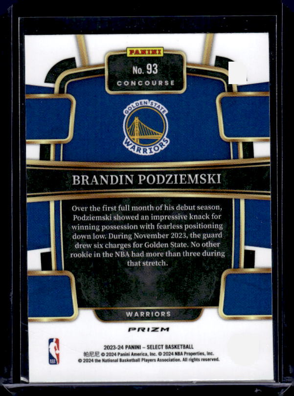 2023-24 Panini Select #93 Brandin Podziemski Orange Flash Prizms