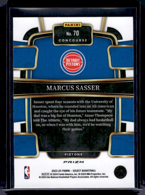 2023-24 Panini Select #70 Marcus Sasser Orange Flash Prizms