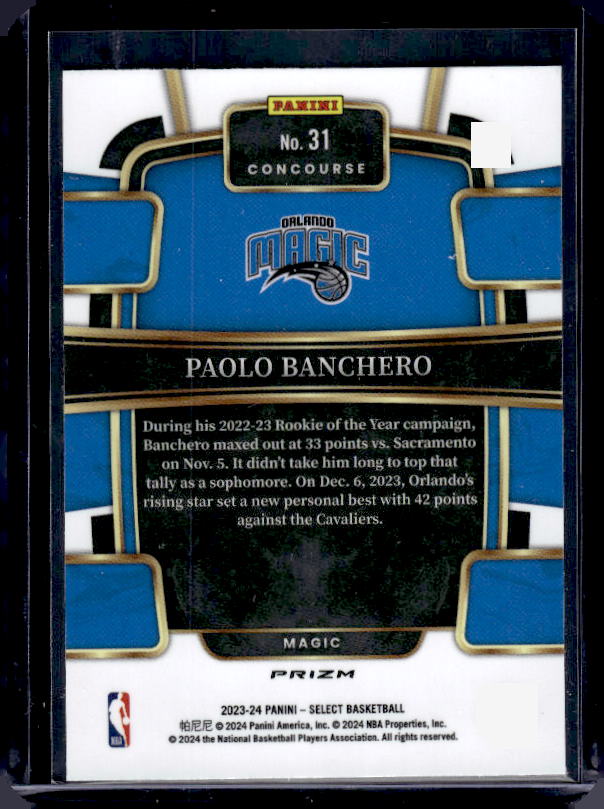 2023-24 Panini Select #31 Paolo Banchero Red Cracked Ice Prizms