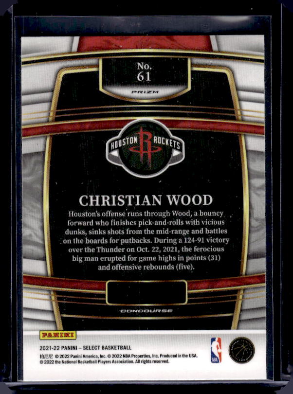 2021-22 Panini Select #61 Christian Wood Blue Prizms