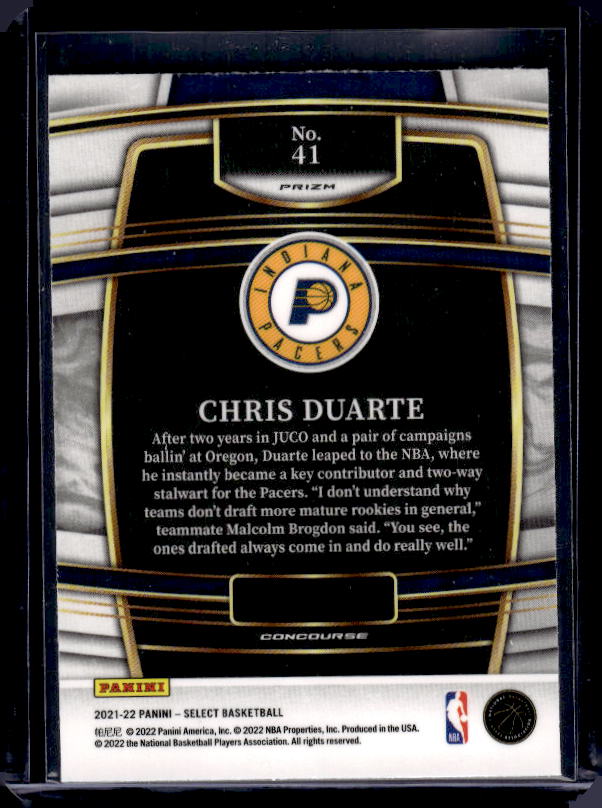 2021-22 Panini Select #41 Chris Duarte Orange Flash Prizms