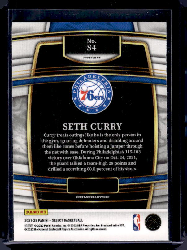 2021-22 Panini Select #84 Seth Curry Orange Flash Prizms