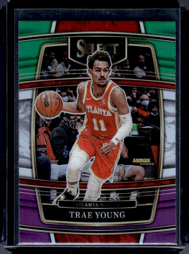 2021-22 Panini Select #26 Trae Young Green White Purple Prizms