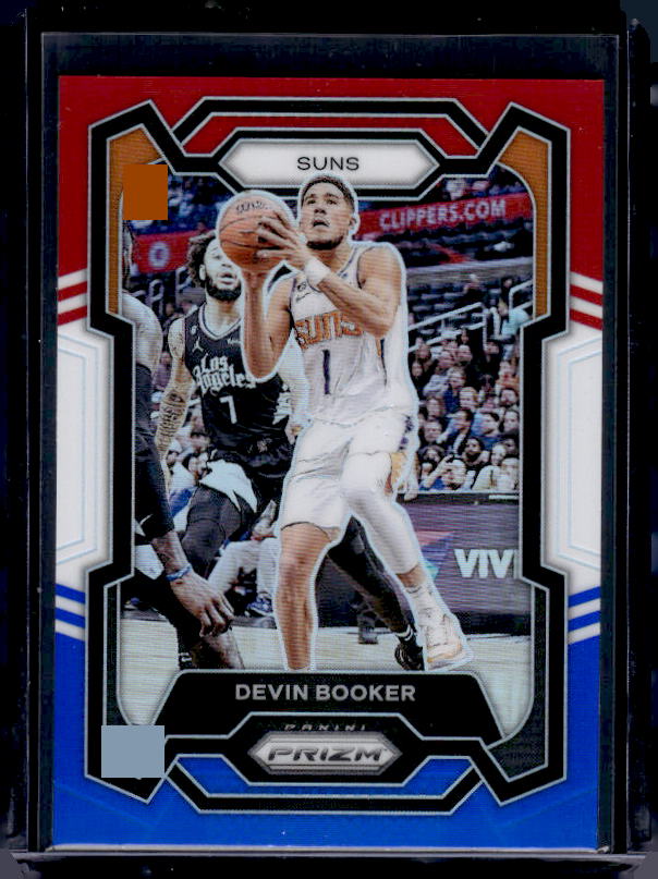 2023-24 Panini Prizm #58 Devin Booker Prizms Red White and Blue
