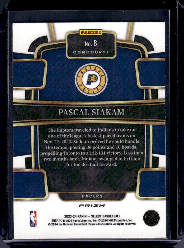 2023-24 Panini Select #8 Pascal Siakam Blue Prizms