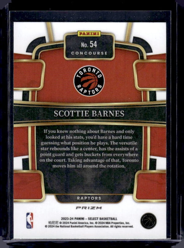 2023-24 Panini Select #54 Scottie Barnes Blue Prizms