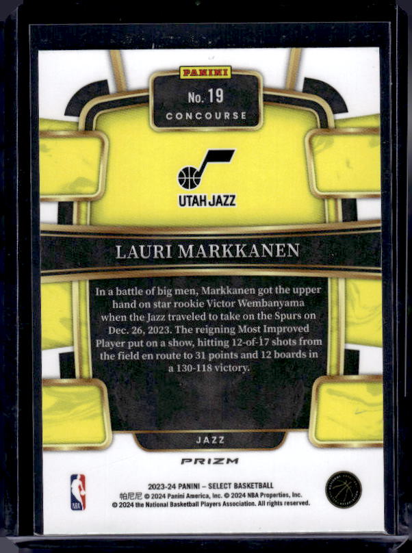 2023-24 Panini Select #19 Lauri Markkanen Blue Prizms