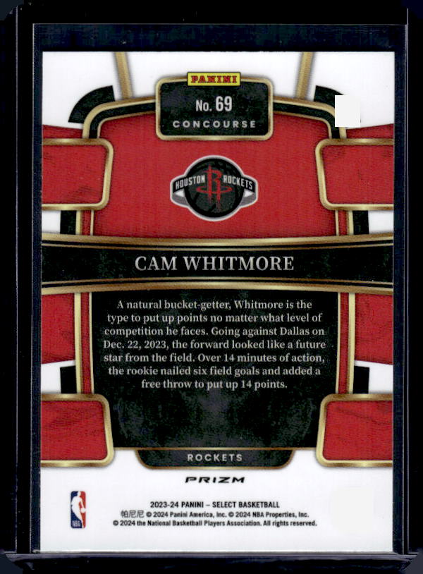 2023-24 Panini Select #69 Cam Whitmore Red Cracked Ice Prizms