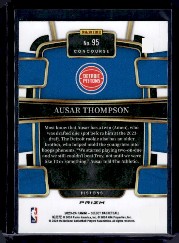 2023-24 Panini Select #95 Ausar Thompson Red Cracked Ice Prizms