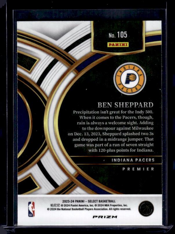 2023-24 Panini Select #105 Ben Sheppard Red Cracked Ice Prizms
