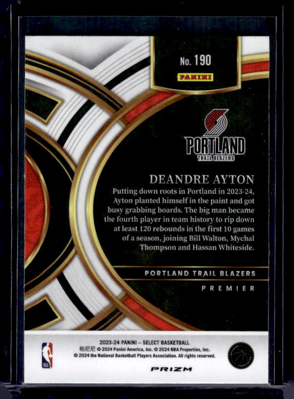 2023-24 Panini Select #190 Deandre Ayton Red Cracked Ice Prizms