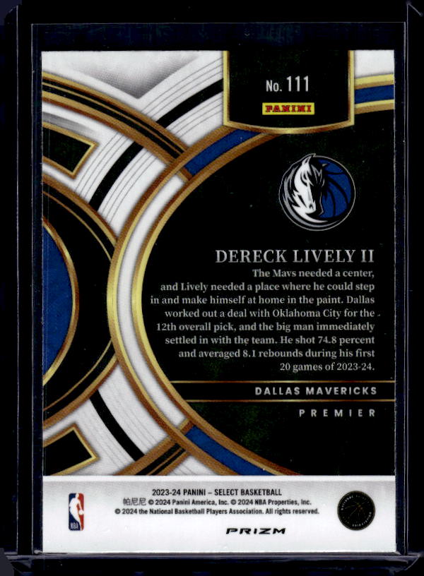 2023-24 Panini Select #111 Dereck Lively II Red Cracked Ice Prizms