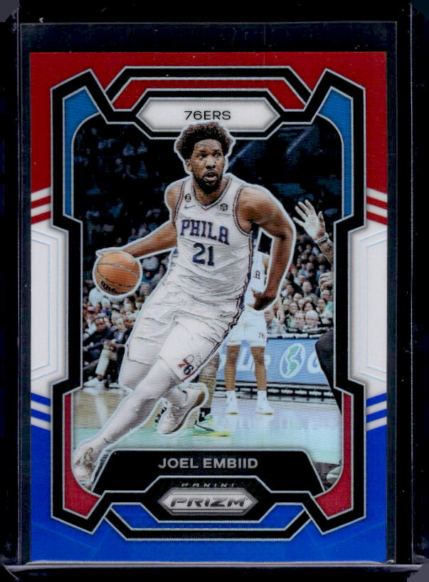 2023-24 Panini Prizm #73 Joel Embiid Prizms Red White and Blue