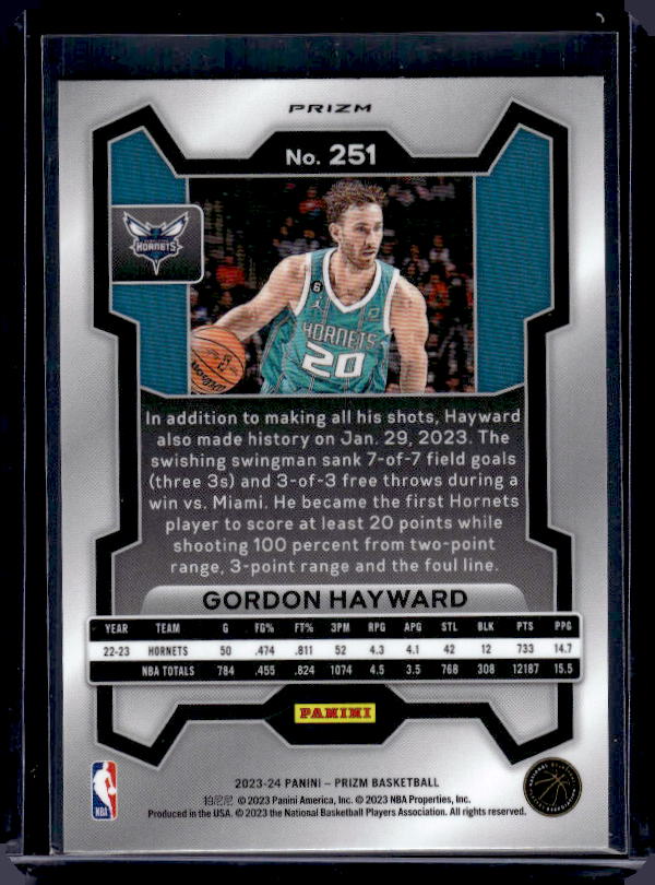 2023-24 Panini Prizm #251 Gordon Hayward Prizms Ruby Wave