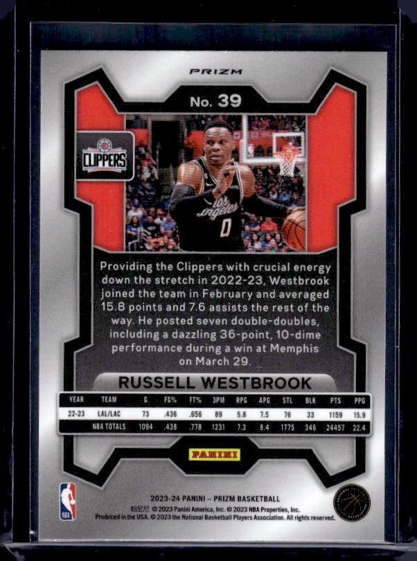 2023-24 Panini Prizm #39 Russell Westbrook Prizms Green