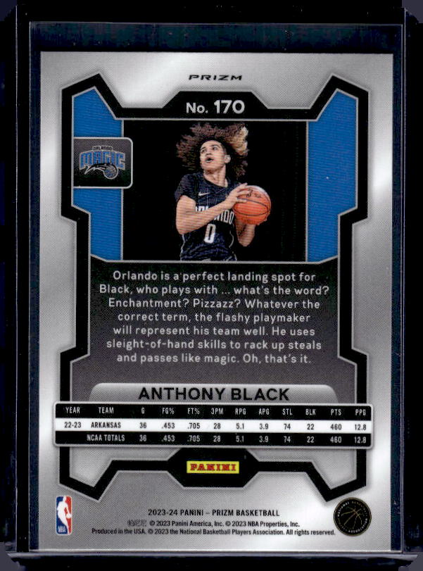 2023-24 Panini Prizm #170 Anthony Black Prizms Green