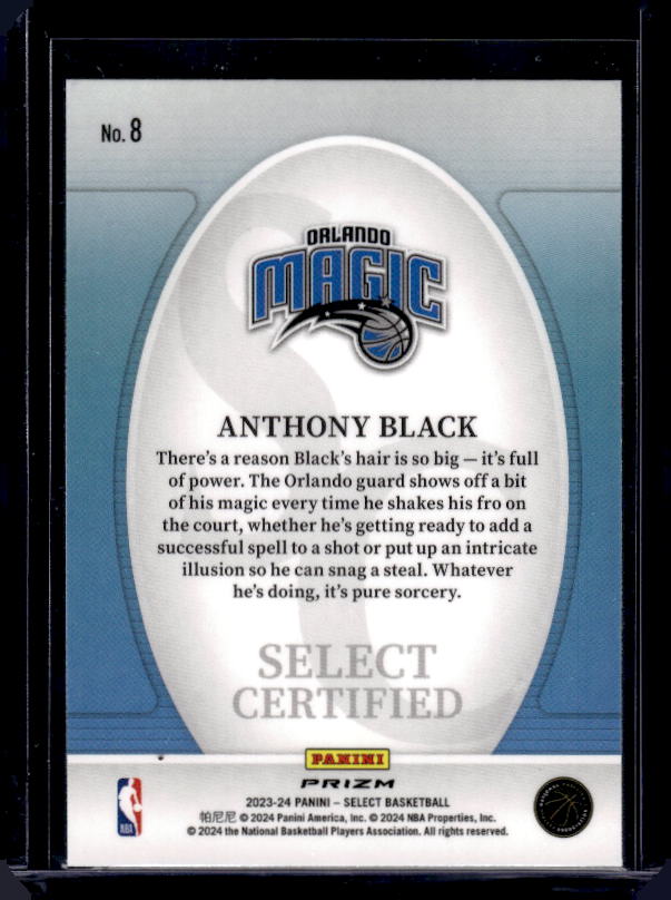 2023-24 Panini Select #8 Anthony Black Select Certified Silver Prizms