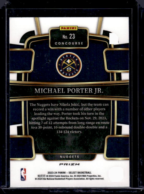 2023-24 Panini Select #23 Michael Porter Jr. Silver Prizms