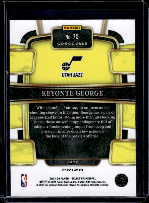 2023-24 Panini Select #75 Keyonte George Orange Flash Prizms