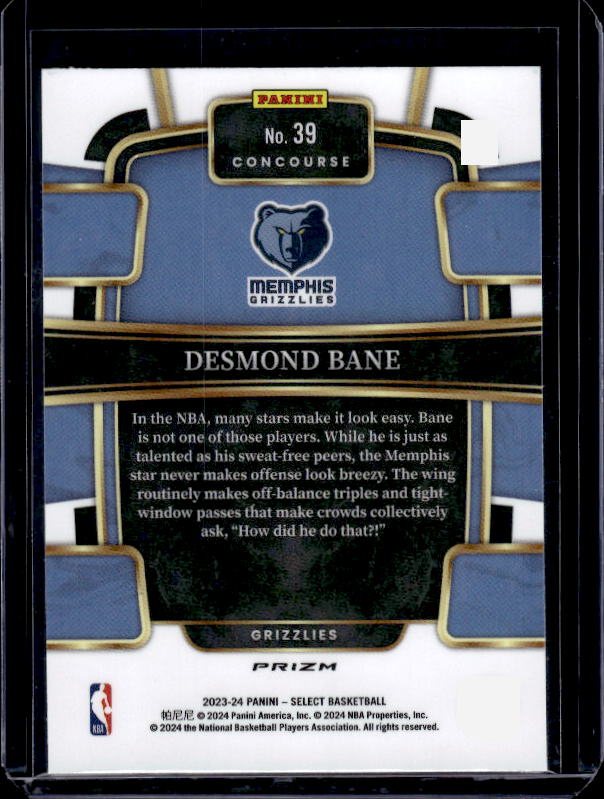 2023-24 Panini Select #39 Desmond Bane Orange Flash Prizms