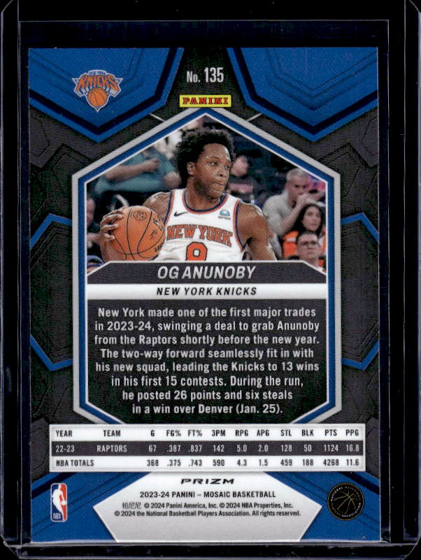 2023-24 Panini Mosaic #135 OG Anunoby Green