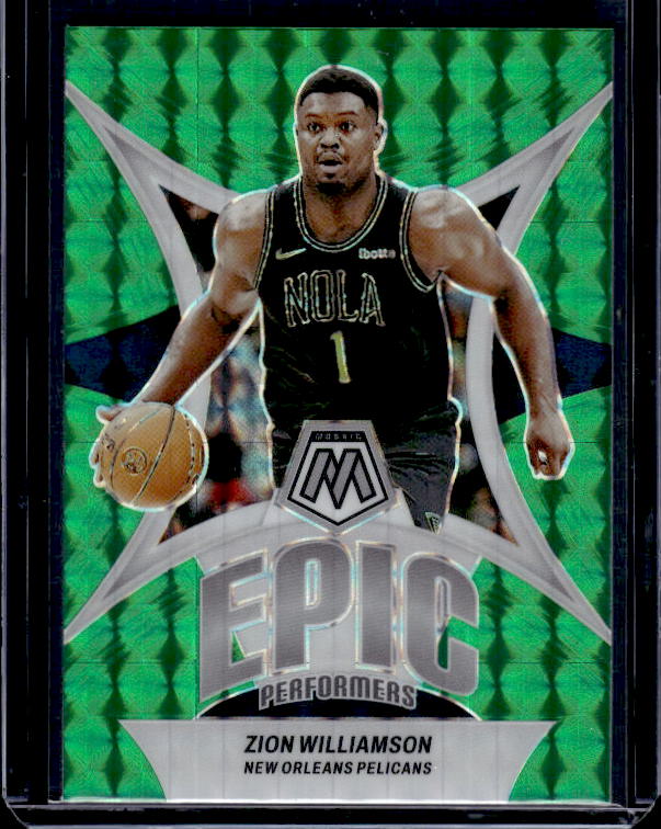 2023-24 Panini Mosaic #10 Zion Williamson Epic Performers Mosaic Green